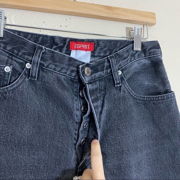 Vintage 90’s Esprit Black High Rise Straight Leg Button Fly Jean - Picture 4 of 7